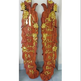 Tranh Câu Đối Gỗ Hương