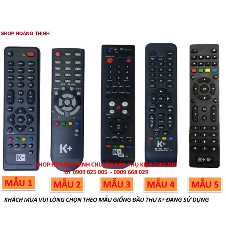 Điều khiển đầu thu K+ - Remote K+ SD HD (Có 5 mẫu tự chon)