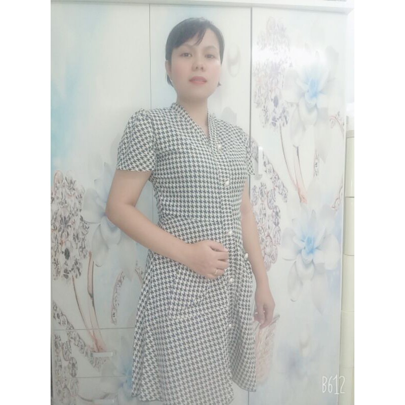 Đầm kẻ ô nút ngọc❤hàng y clip❤Size M/L/XL/XXL | BigBuy360 - bigbuy360.vn