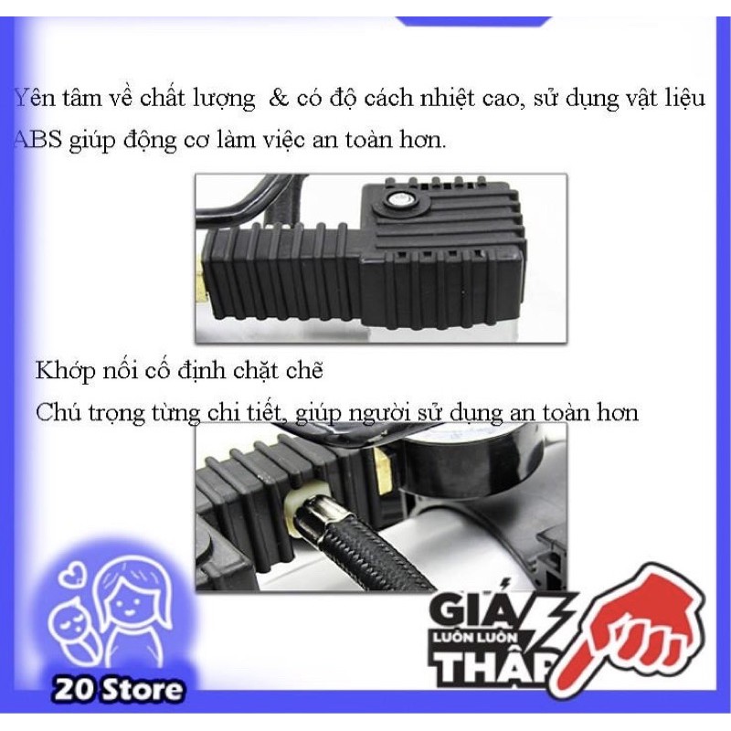 BƠM Ô TÔ - XE MÁY Mini 12V - 220V 150Psi cắm cổng sạc xe hơi - Có đồng hồ đo áp suất - BH 6 tháng [Mã FASHION]