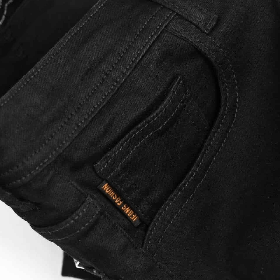 Quần jean nam đen Gấu 194 trơn &amp; rách vải jeans bò cotton duck cao cấp mềm mịn, co dãn - form slim fit [có Bigsize]