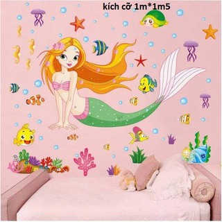 decal dán tường nàng tiên cá