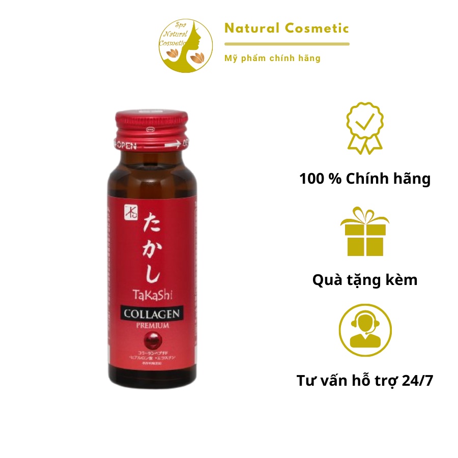 Nước uống Collagen Tươi Nhật Bản Takashi chống lão hóa giảm mỡ cân bằng nội tiết hỗ trợ xương khớp 50ml x 6 chai (1 hộp)