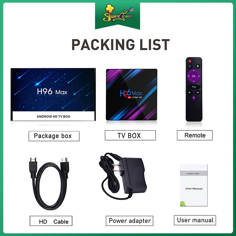 Hộp TV H96 Max 4GB 64GB Android 10 Kodi V18 Rk3318 kết nối Wifi Bluetooth dành cho Smart TV 4K