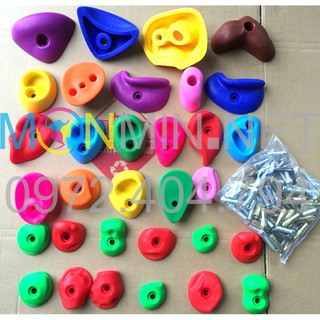 Bộ núm leo núi 32 chi tiết + vít vào tường gạch