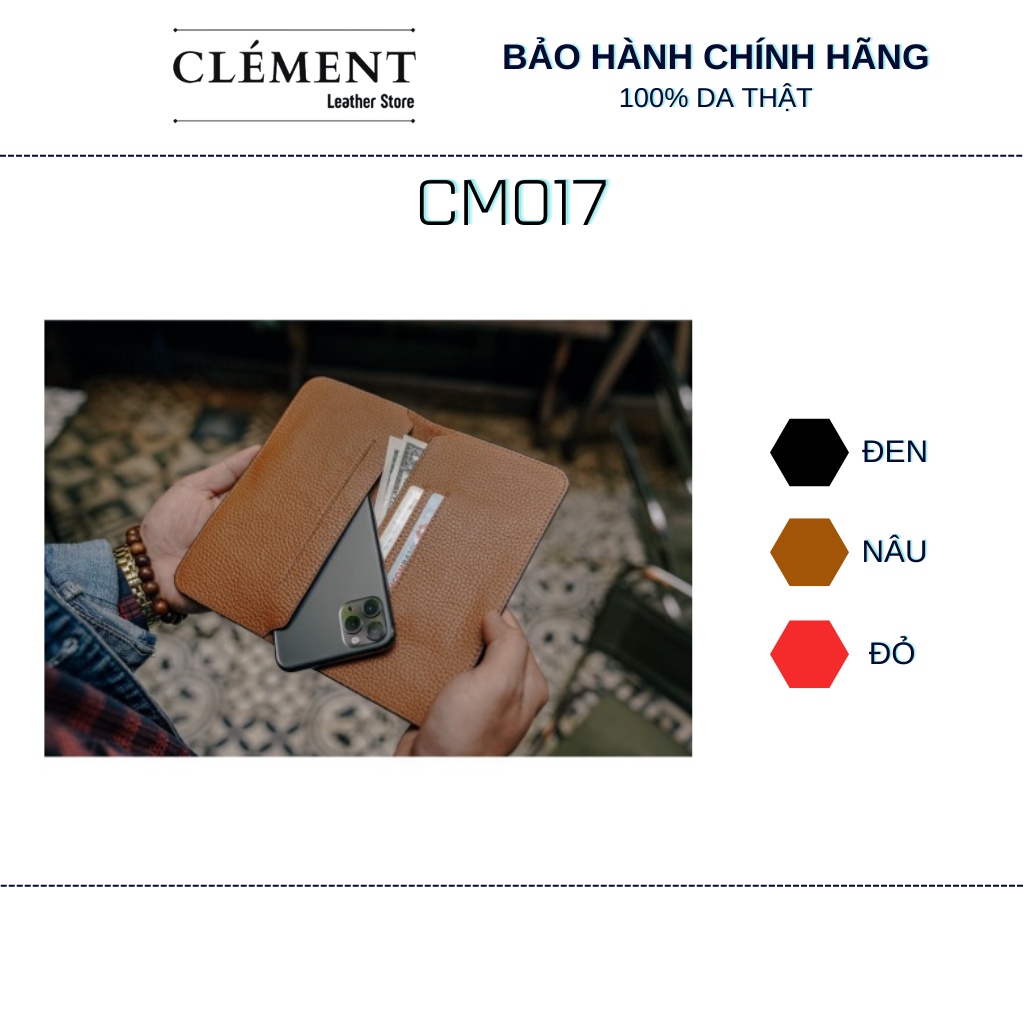 Ví điện thoại da cao cấp, bóp ví nam da bò thật Clément – CM017 – BH 12 tháng - Fullbox