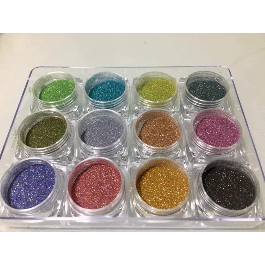 Set nhũ tráng gương ánh cầu vồng 12 hũ trang trí nail siêu hot