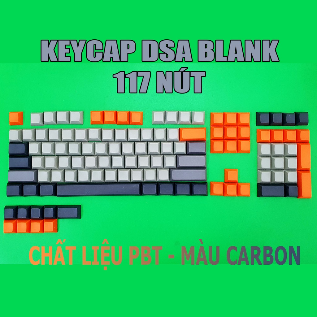 Bộ Keycap DSA PBT Blank 117 phím không in ký tự layout 96,98 đến 104,108 Chất liệu PBT dày không xuyên LED