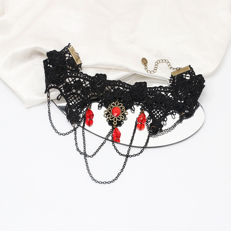 Vòng Cổ Choker Ren Phối Tua Rua Phong Cách Gothic Punk Cổ Điển