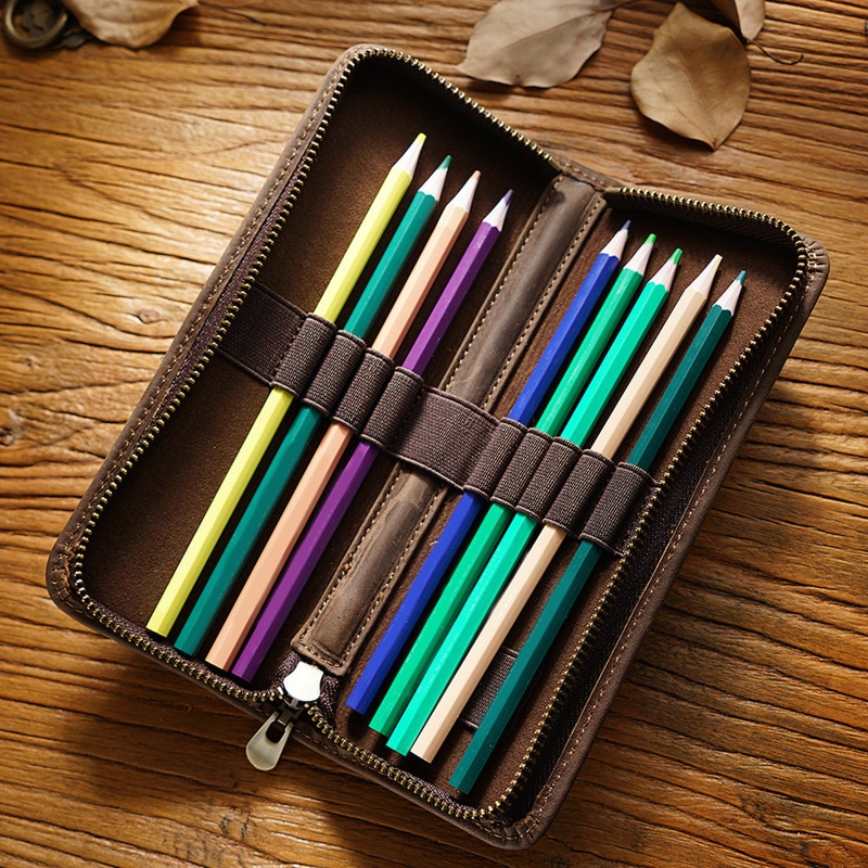 Túi Đựng Bút Bằng Da Phong Cách Retro Kích Thước Nhỏ Gọn Kích Thước 7 8X3