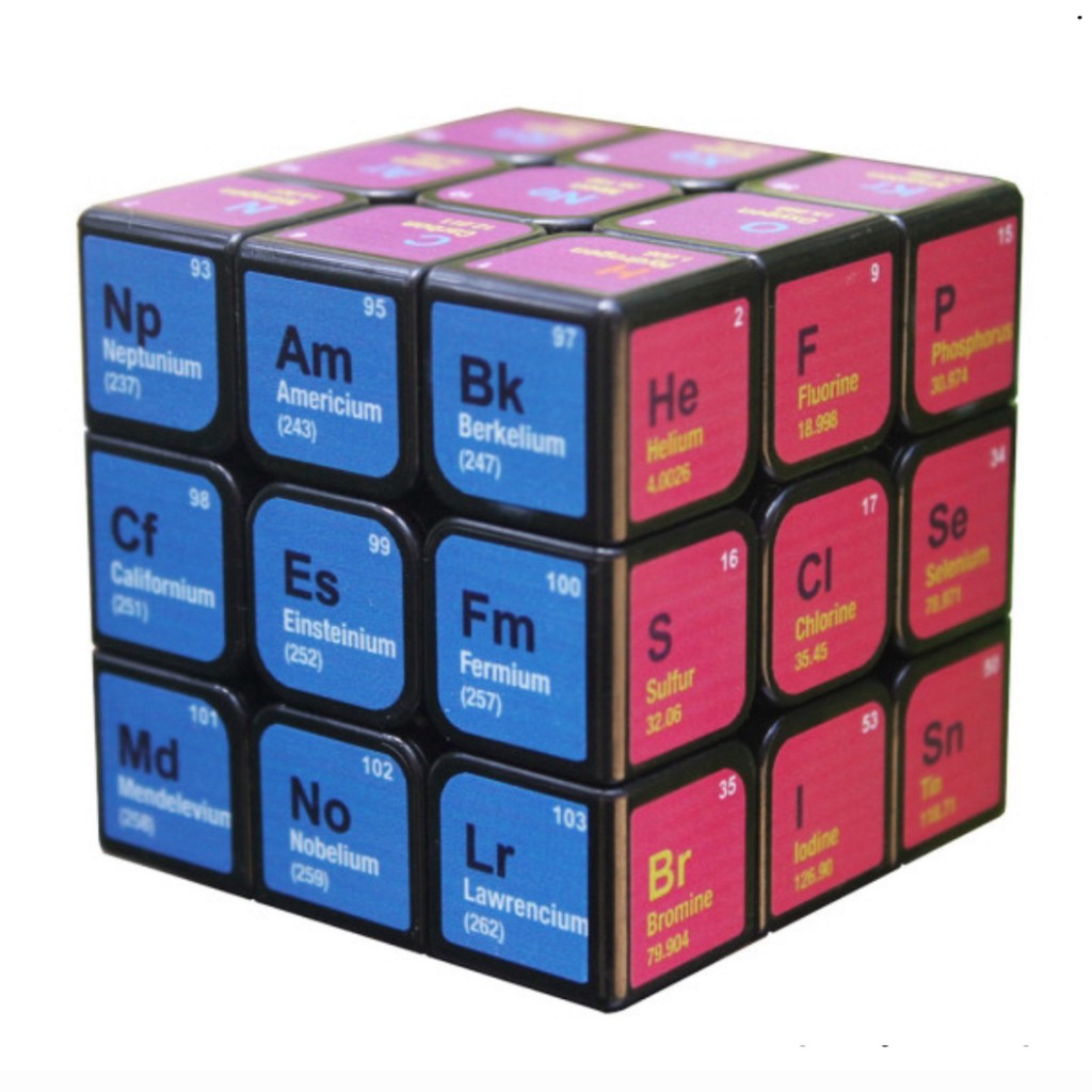 Khối rubik lắp ghép 3x3x3 in bảng tuần hoàn nguyên tố hóa học cho bé