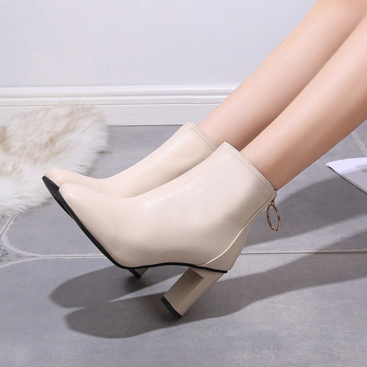 Giày Boot Cao Gót Phối Khóa Kéo Sau Thời Trang Phong Cách Hàn Quốc Cho Nữ | BigBuy360 - bigbuy360.vn