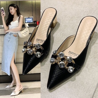 Dép Sandal Cao Gót Mũi Nhọn Đính Đá Thời Trang Mùa Hè 2022 Cho Nữ