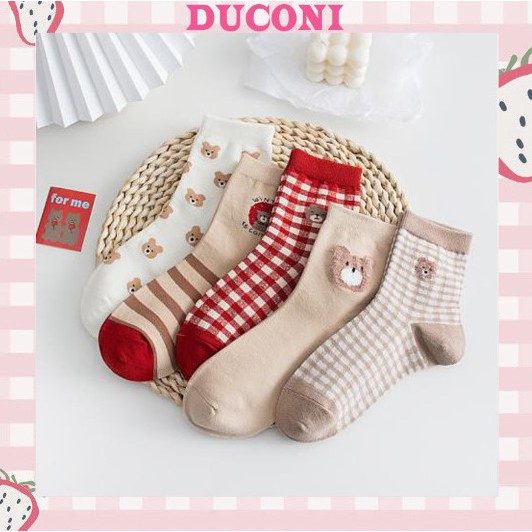 Tất Noel giáng sinh họa tiết gấu siêu cute Hàn Quốc TN65