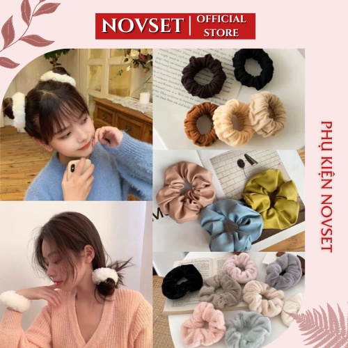Dây Buộc Tóc Thiết kế Vải Lông Trơn, Dây Thun NOVSET Nhiều Mẫu Phong Cách Hàn Quốc Cho Nữ