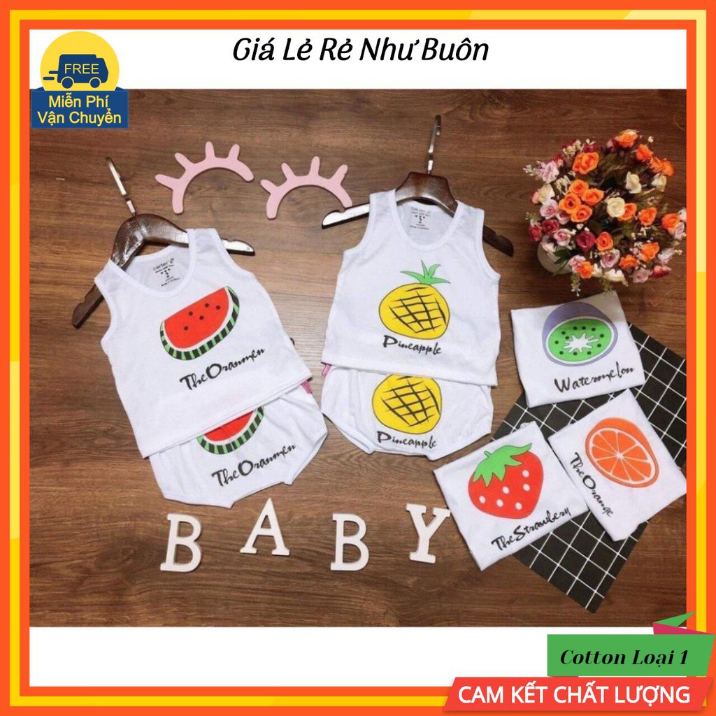 💝𝐂𝐨𝐭𝐭𝐨𝐧 𝐋𝐨𝐚̣𝐢 𝟏💝 Sét 5 Bộ Quần Áo Cotton Hoa Quả Cho Bé Từ 5-15kg - Bộ Cotton Cho Bé