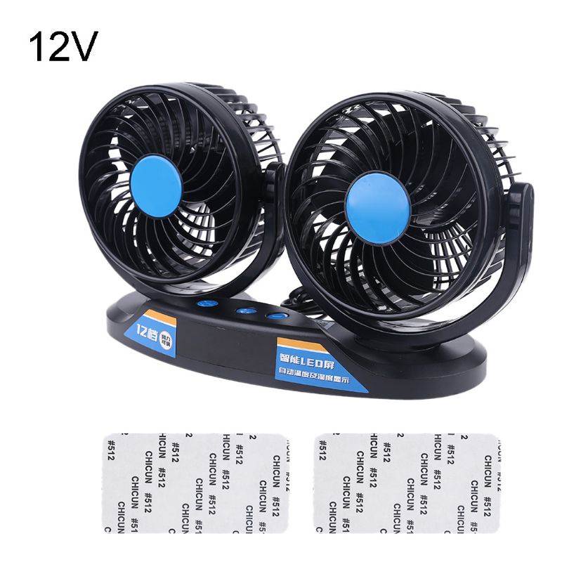 Quạt Làm Mát Kép Xoay 360 Độ Gắn Ghế Trước / Sau Xe Hơi Vào Mùa Hè