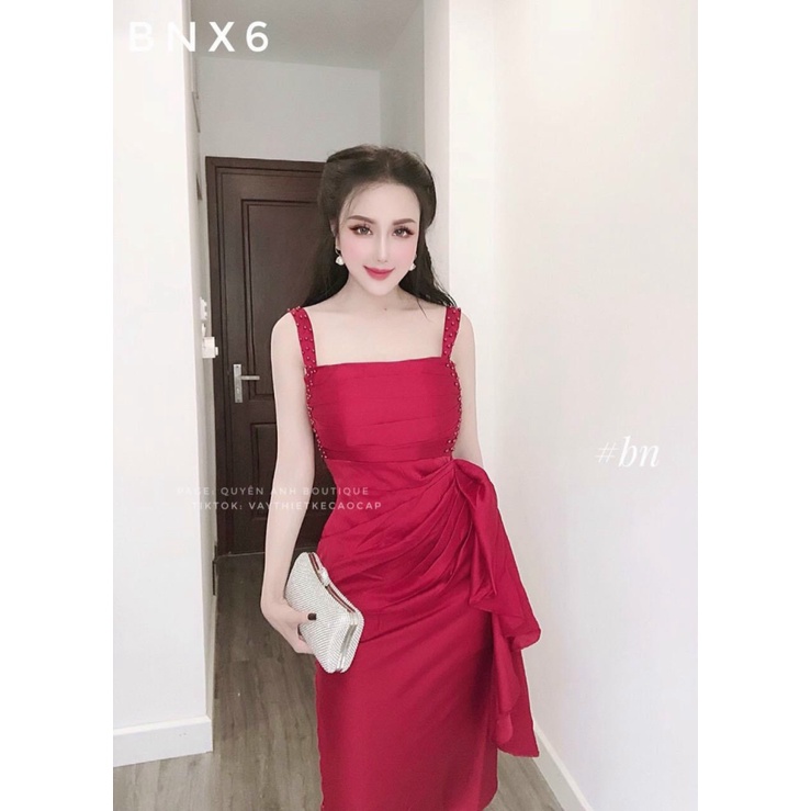 Đầm Body 2 Dây Bản To 2 Màu Chất Umi Đính Cườm Có Mút Mặc Đẹp Tôn Dáng NEW UNISEX