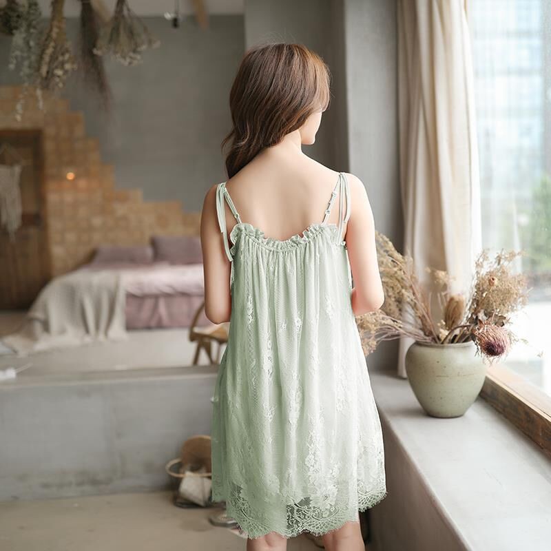 Váy Ngủ Sexy - Đầm Ngủ Sexy Ren Thêu Hoa Quyến Rũ Gợi Cảm Siêu Mềm Mại DN1016_GUU