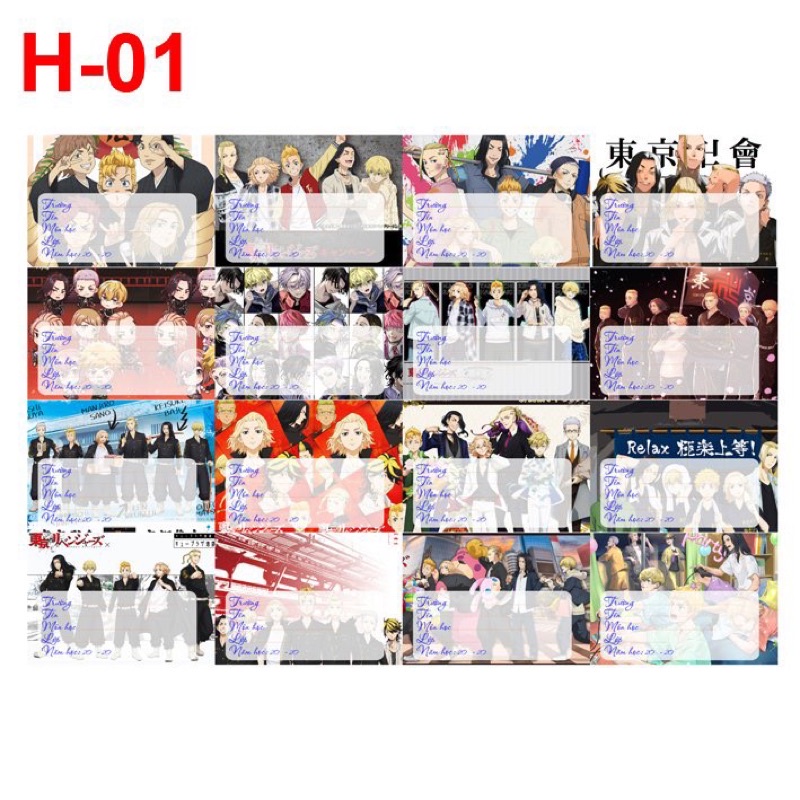 Nhãn vở Rindou haitani Tokyo revengers 16-200 nhãn couple khác nhau/ nhãn dán mikey,draken,takashi,takemichi,tachibana