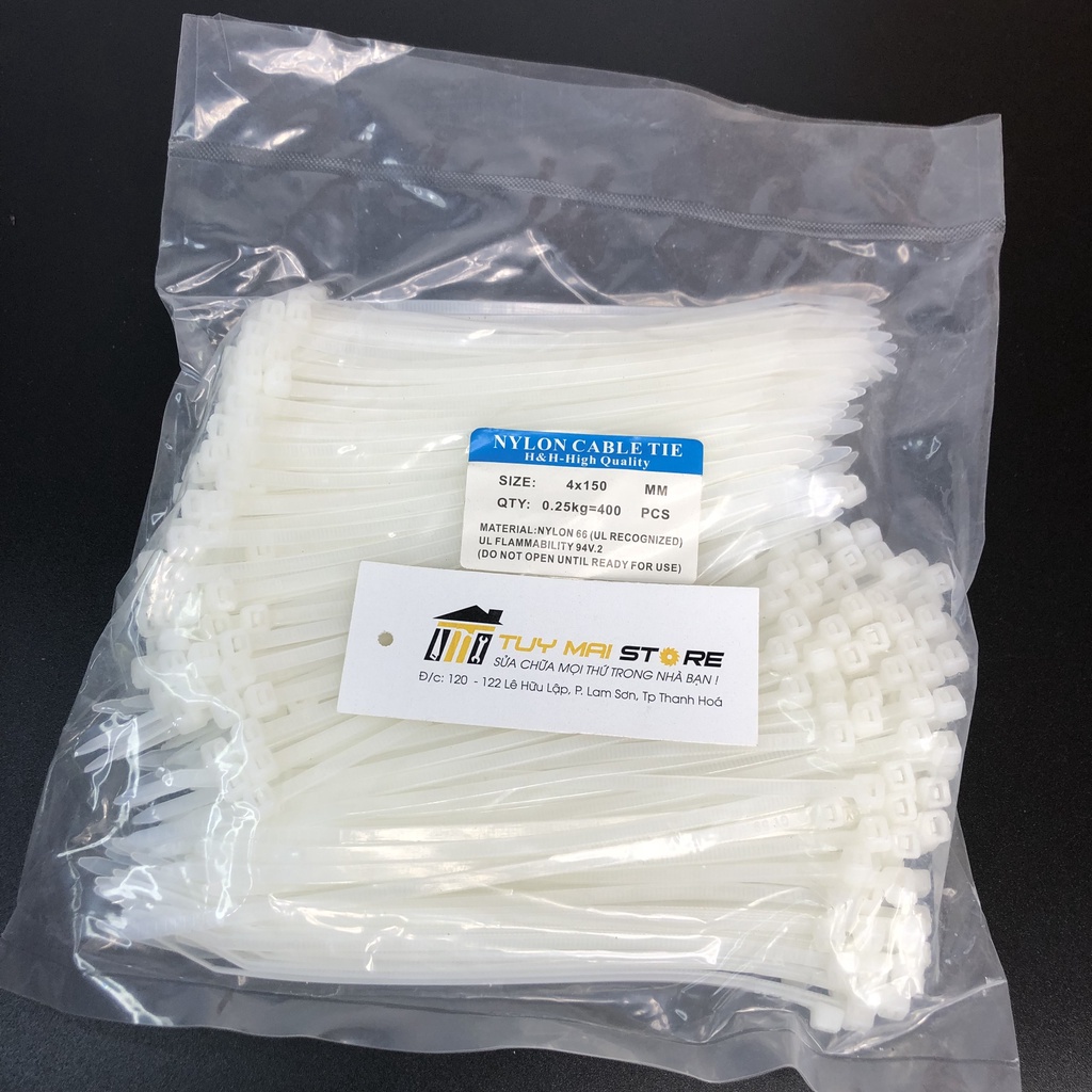 Dây rút nhựa / Bán lẻ theo 100g / Dây thít nhựa trắng có đủ kích cỡ / chất liệu nhựa dẻo dai, chịu lực tốt