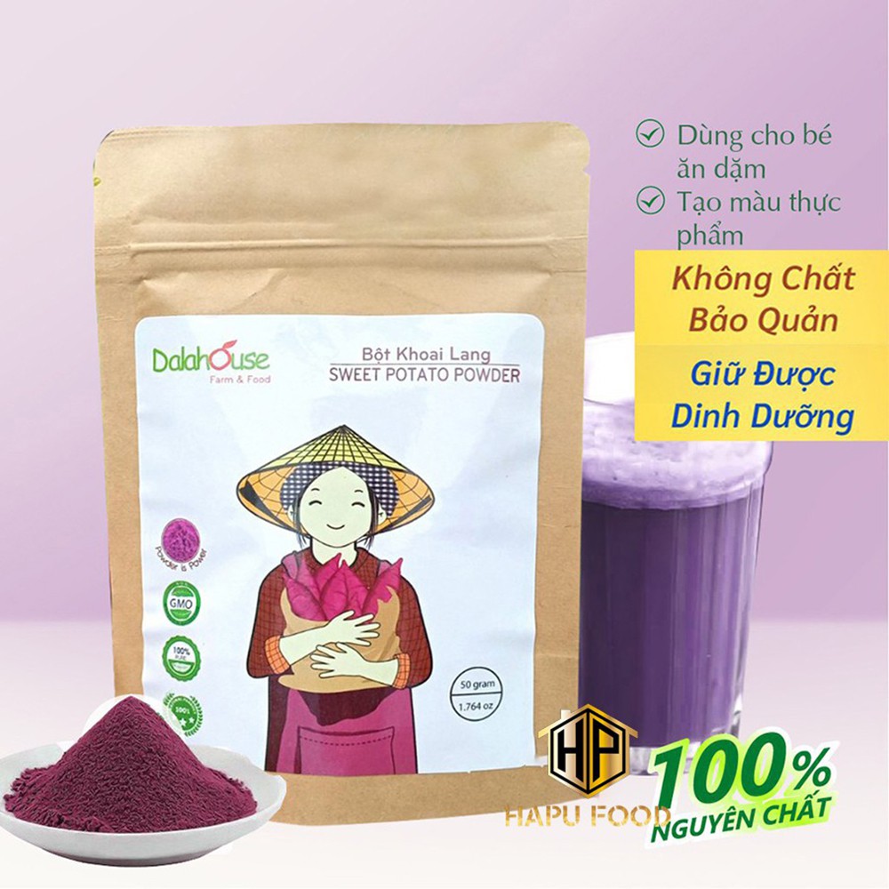 Bột khoai lang tím nguyên chất Dalahouse - Tạo màu, giảm táo bón, tốt cho đường huyết 50Gr