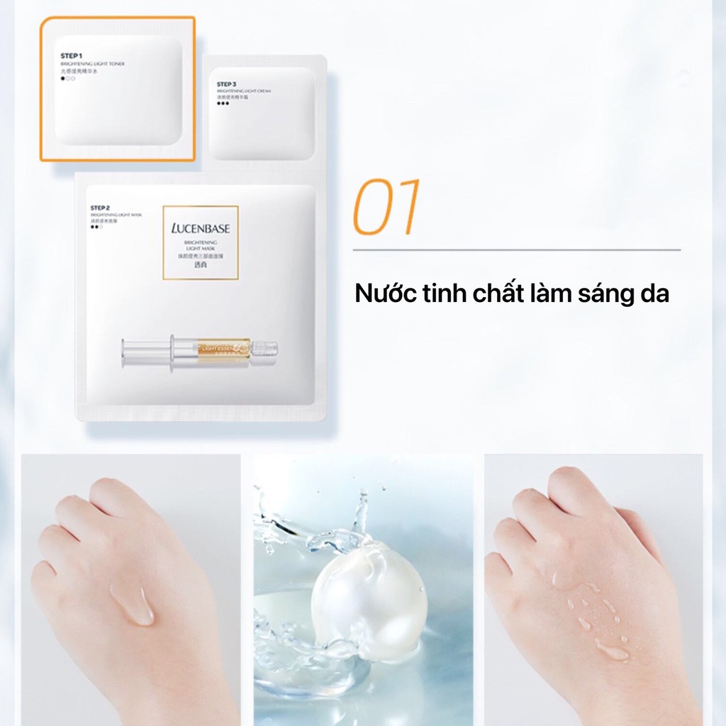 Mặt nạ LUCENBASE 3 bước Brightening Light Mask dưỡng ẩm dưỡng trắng sáng da mềm mịn đàn hồi LUCB57