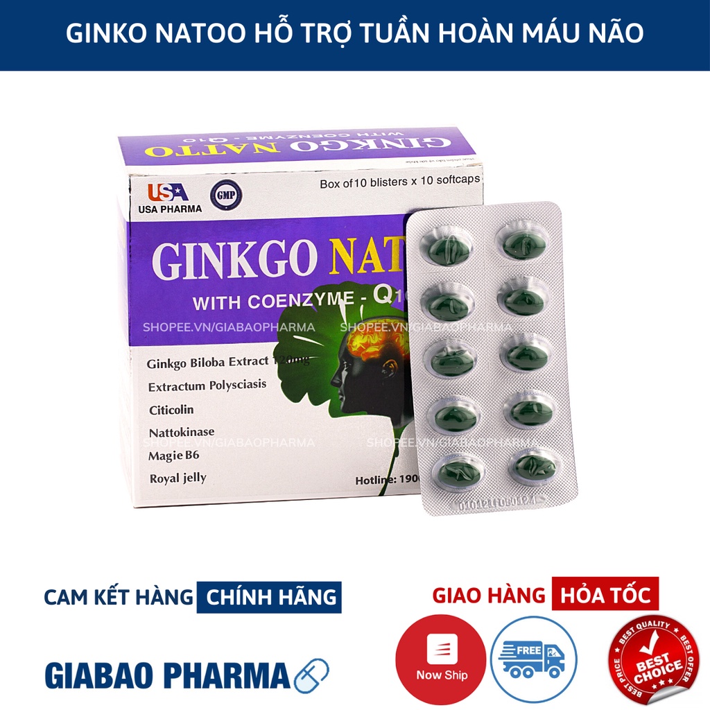 Viên uống bổ não Ginko Natto Q10 giúp tăng cường trí nhớ