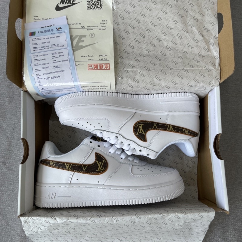 Af1 móc LV, af1 trắng móc nâu hàng cao cấp, giày thể thao sneaker nam nữ đẹp