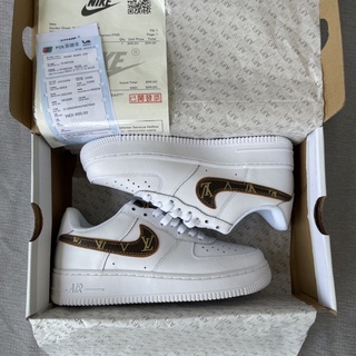 Af1 móc LV, af1 trắng móc nâu hàng cao cấp, giày thể thao sneaker nam nữ đẹp