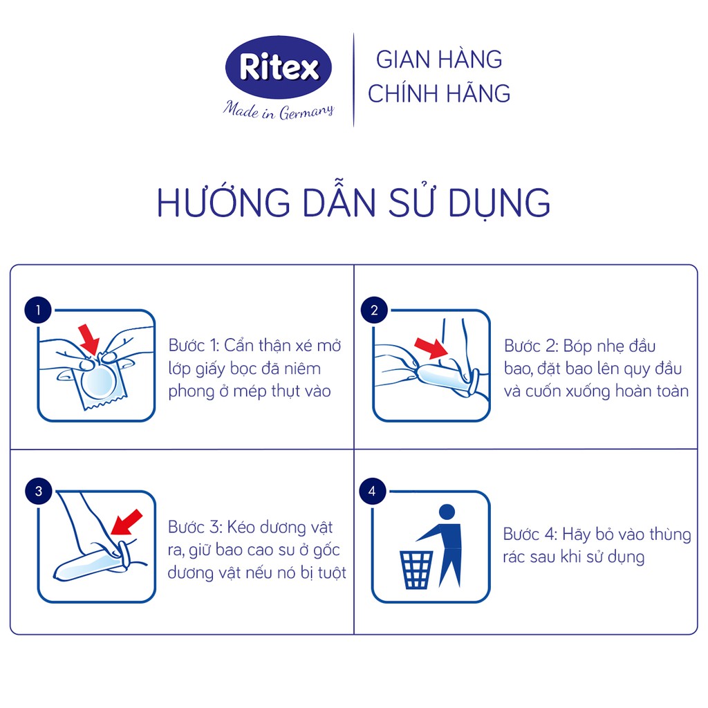 Bao cao su Ritex RR1 trong suốt, mềm mịn, siêu bền hộp 3 bao - Hàng nhập khẩu chính hãng