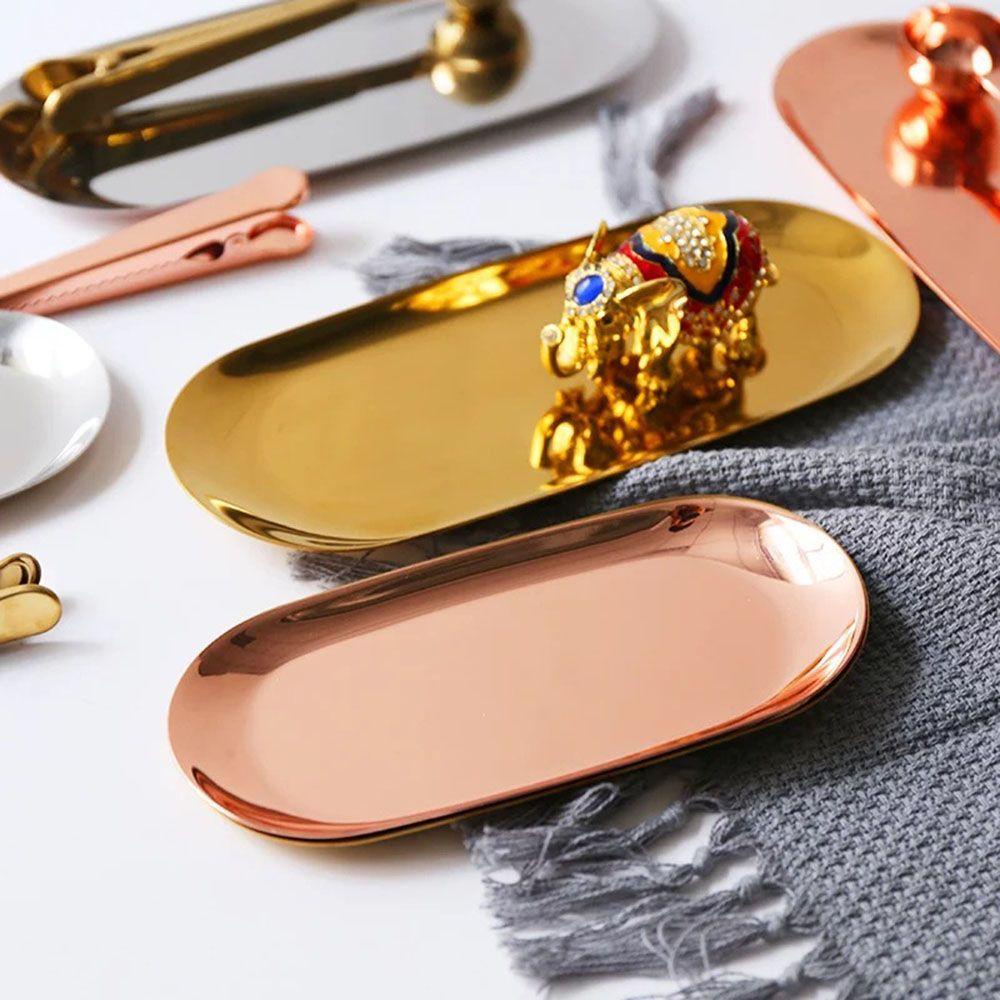 Khay Đựng Thức Ăn Tráng Gương Bằng Kim Loại Nhiều Màu Sắc