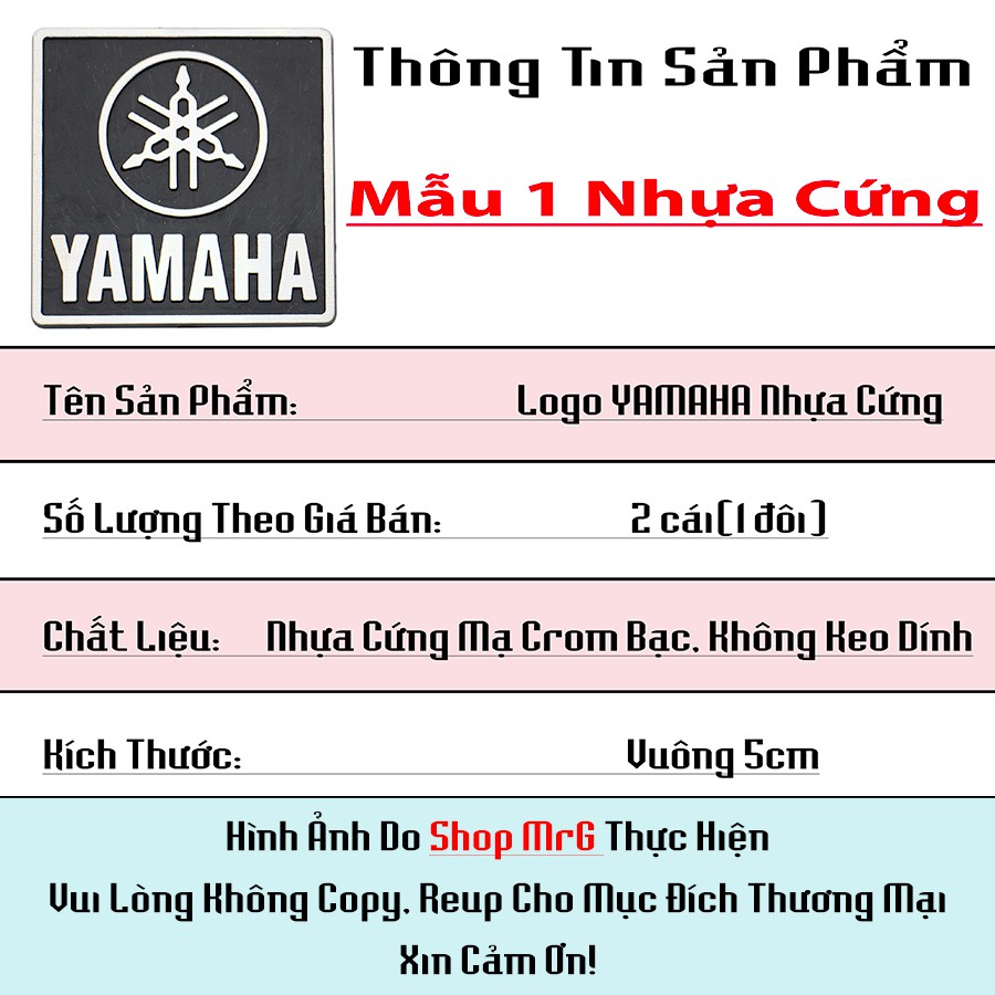 Logo Yamaha giá 1 đôi , Tem Chữ Yamaha Mặt Sau Nhôm Mặt Trước Nhựa Bóng - MrG