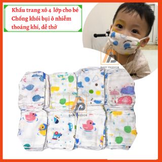 [Set 10 Chiếc] Khẩu trang xô cho bé 4 lớp xuất Nhật thoáng khí chống khói bụi ô nhiễm cho bé 3m đến 2 tuổi