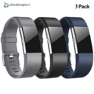 Set 3 dây đeo silicon thay thế cho đồng hồ thông minh fitbit charge 2