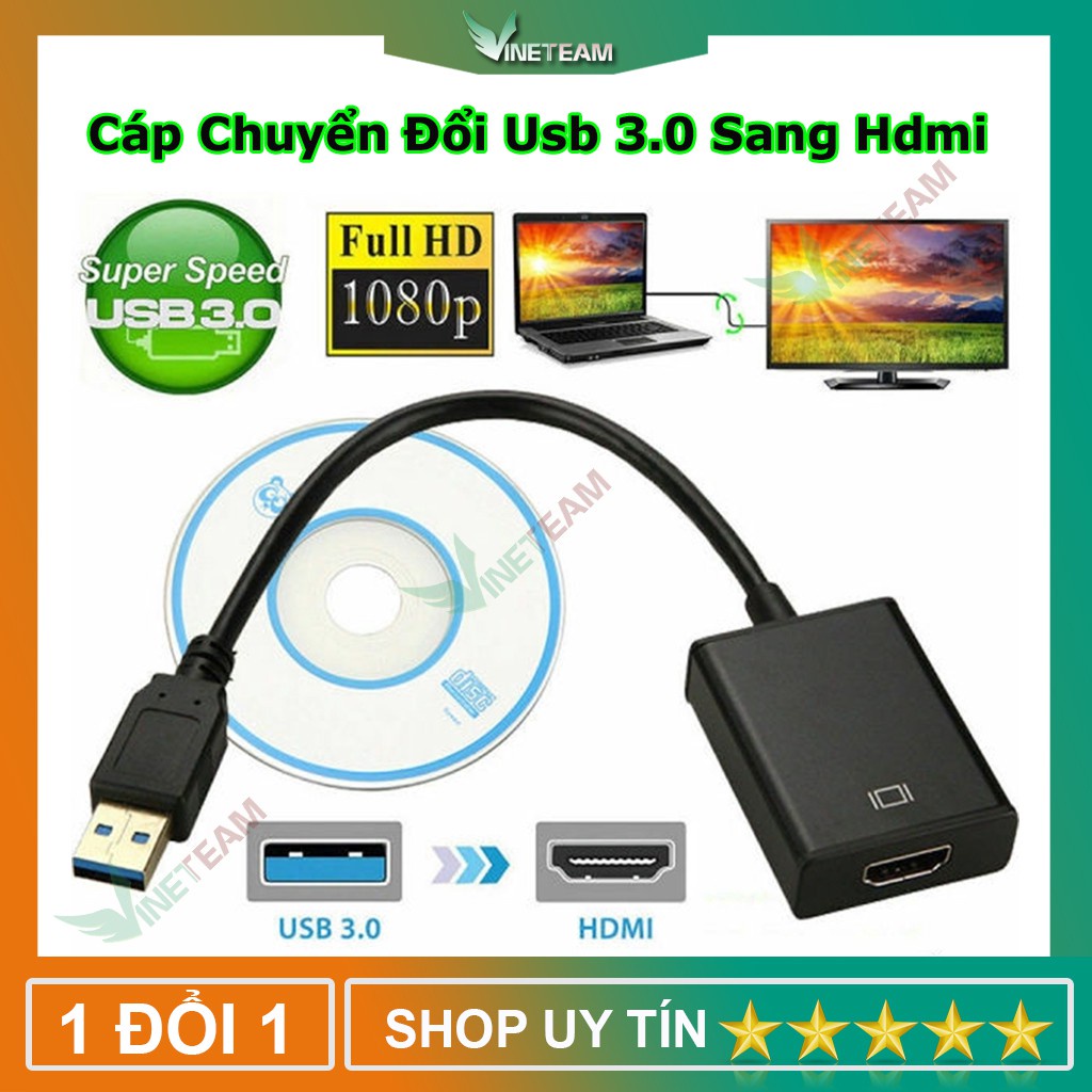 Cáp chuyển đổi tín hiệu hình ảnh từ đầu USB 3.0 sang HDMI 1080P cho PC/Laptop/HDTV/TV -dc4224