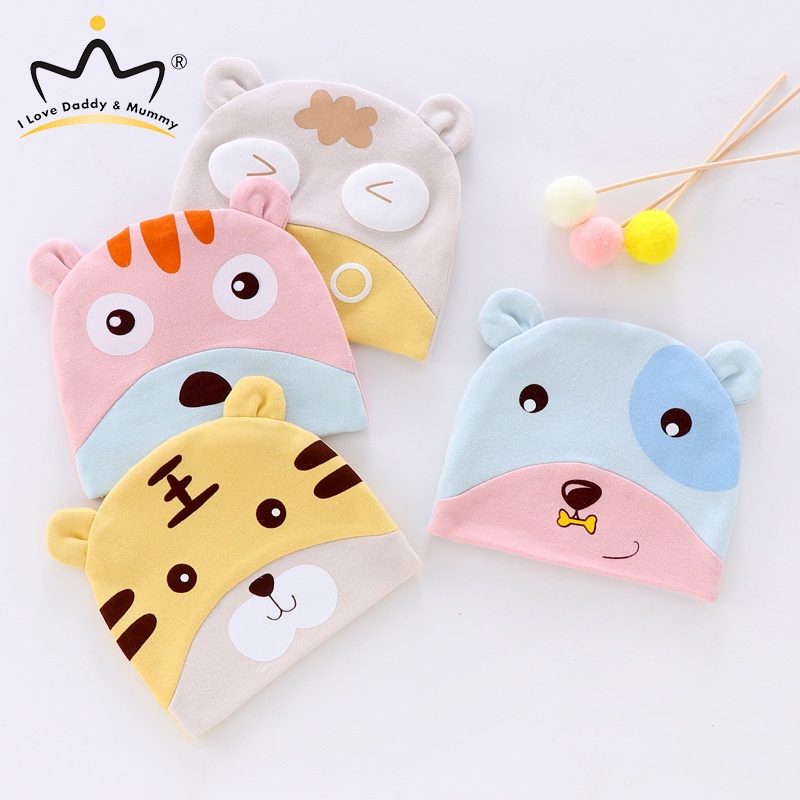 Mũ Cotton Mềm Mại Họa Tiết Hoạt Hình Cho Bé Sơ Sinh