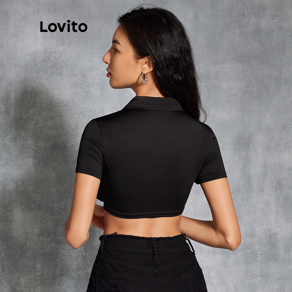 Lovito Áo Thun Trơn Cổ Thuyền L20D1012 (Đen)