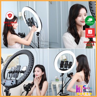 Bộ Đèn Livestream bán hàng, Chụp Ảnh, Trang Điểm Make Up, Phun Săm, ba màu ánh sáng- 45/34/30/26/16 cm