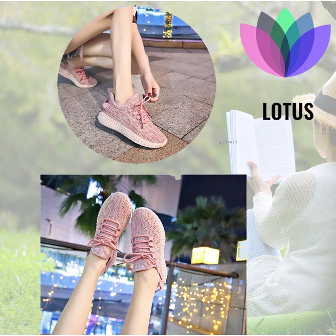 Giầy thể thao nữ hồng đế trắng cao cấp / Giầy thể thao nữ cổ thấp[Lotus - Siêu khuyến mại ]