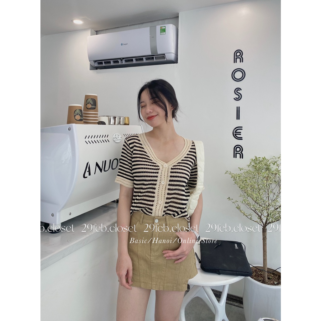 [Ảnh thật/Video] Áo cardigan len kẻ mongtoghi - 29feb.closet - A80 | BigBuy360 - bigbuy360.vn