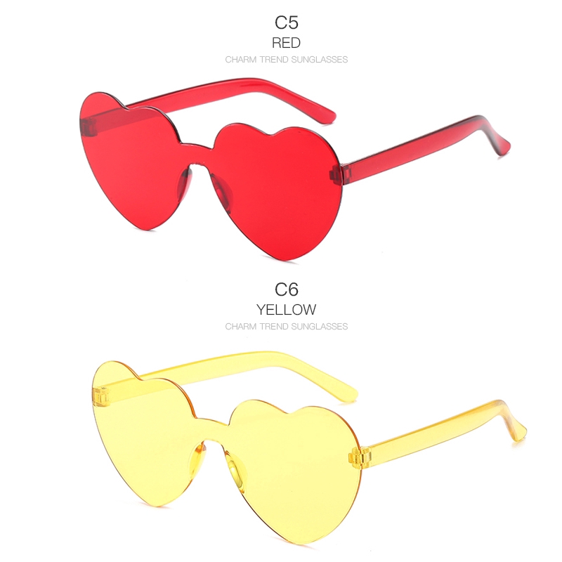Kính Mát Gọng Trái Tim Trong Suốt Chống Tia Uv400 Thời Trang Cho Nữ