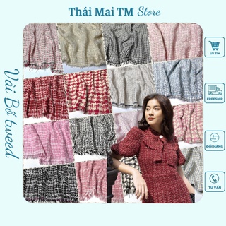 Vải Bố Tweed chất liệu dày dặn dệt từ sợi len,May áo khoác thời trang TháiMaiTM