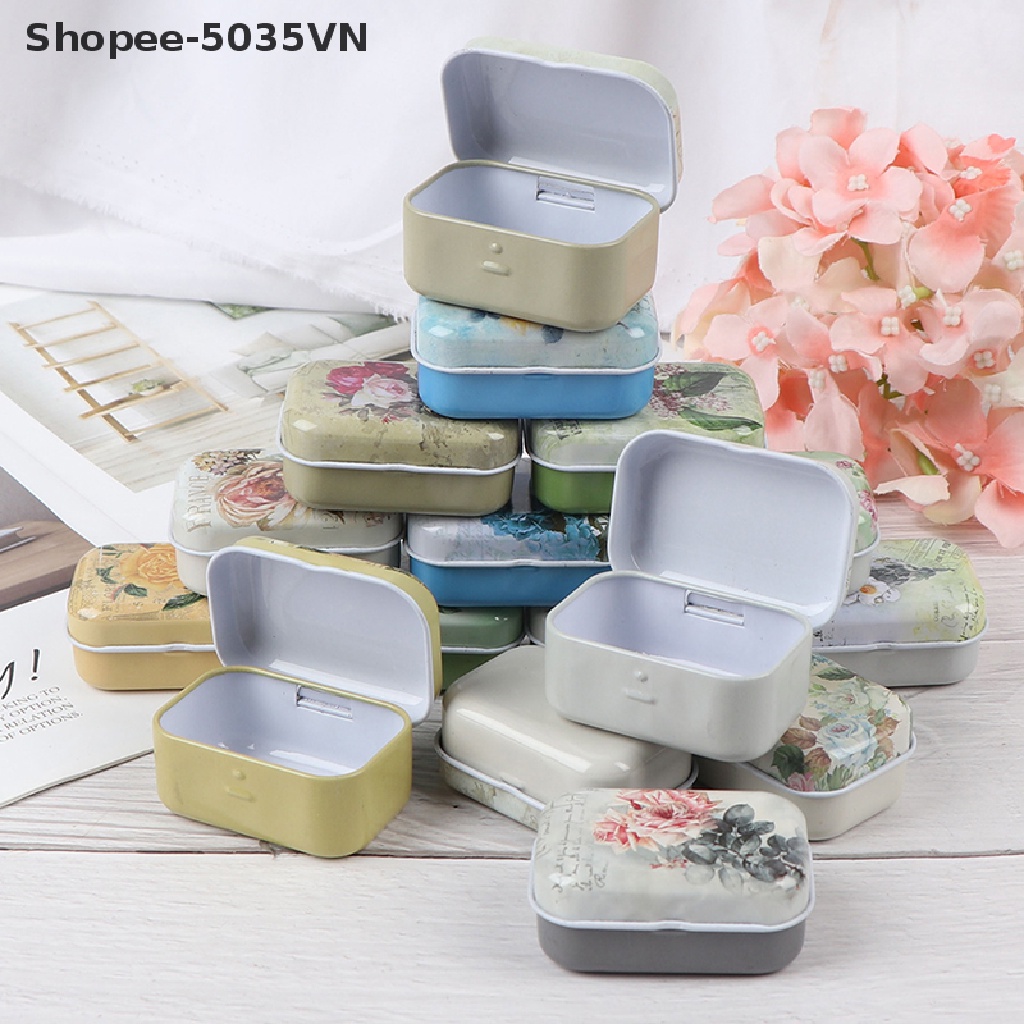 Hộp Thiếc Nhỏ Hình Chữ Nhật Đựng Trang Sức / Tiền Xu