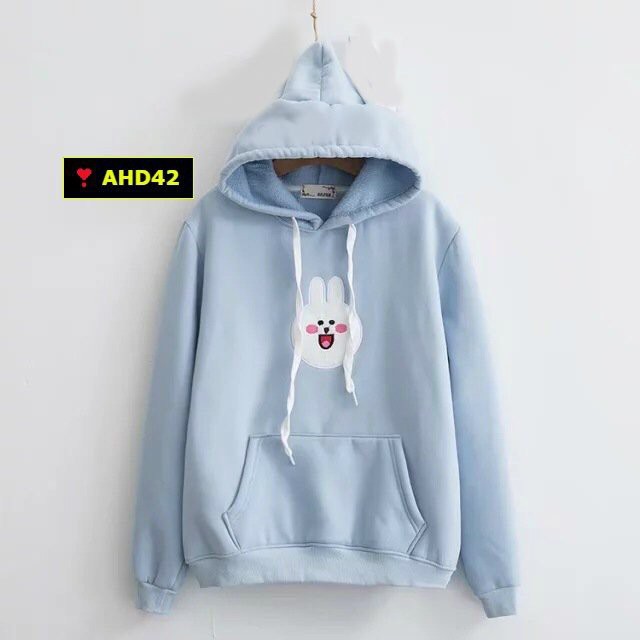 ÁO HOODIE CÓ NÓN CON THỎ CHẤT NỈ BÔNG NAM NỮ ĐỀU MẶC ĐƯỢC