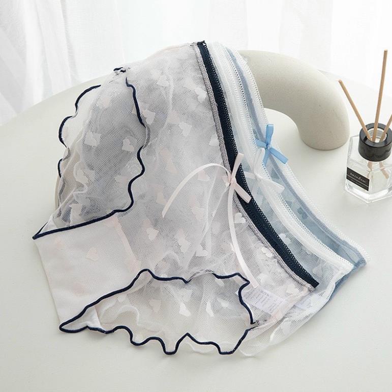 Quần Lót Ren Sexy Viền Màu Phối Họa Tiết Trái Tim Gợi Cảm Quyến Rũ H006 - LADY