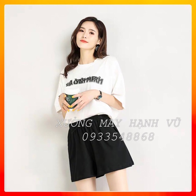 Quần short nữ siêu mát quần sooc đũi nơ cạp chun chất đũi nhẹ mát thời trang Banamo Fashion quần short đũi nơ 623 | BigBuy360 - bigbuy360.vn