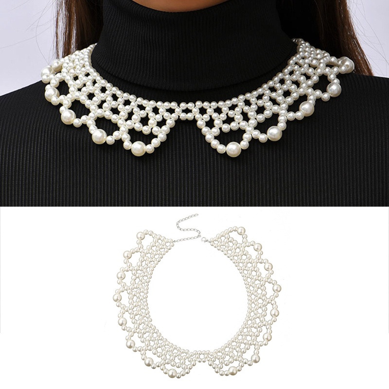 Vòng Cổ Choker Đính Hạt Ngọc Trai Nhân Tạo Kiểu Dáng Tối Giản