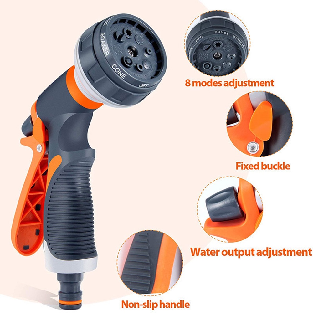 Vòi phun EKEZ xịt nước tưới cây 8 tia đa năng làm từ nhựa ABS tiện dụng rửa xe và tưới cây