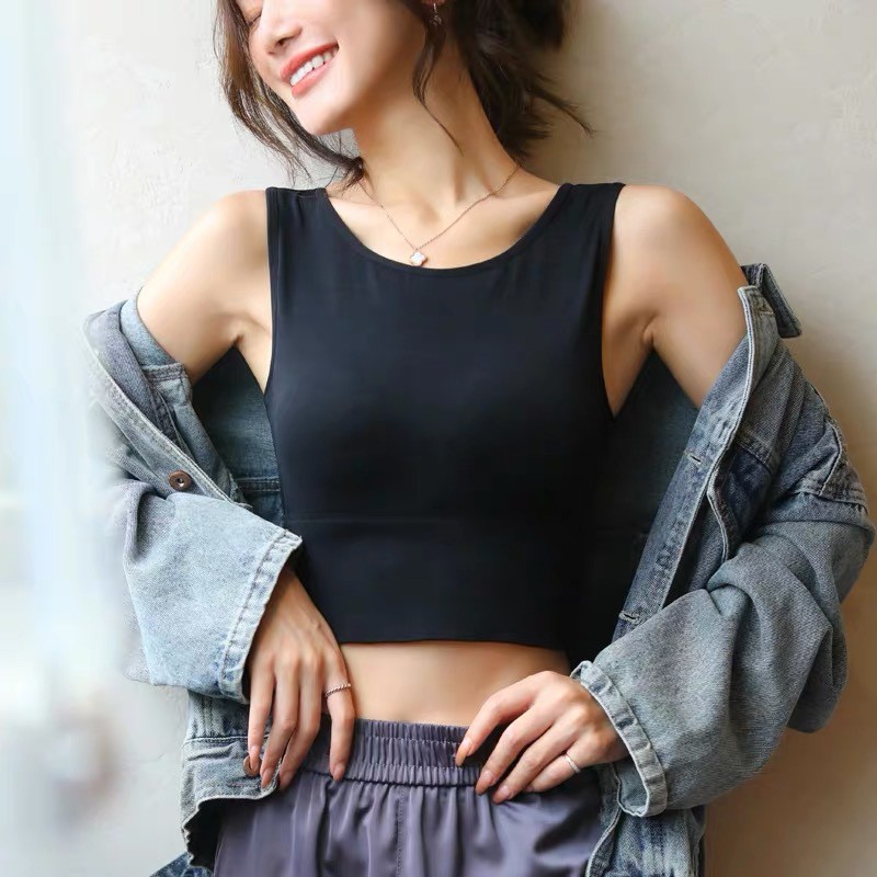 Áo Bra thể thao Croptop một mảnh đệm may liền bo chun siêu co dãn 5008 | BigBuy360 - bigbuy360.vn